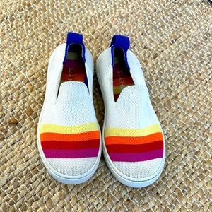 Rothy’s rainbow stripe loafer slip‎ on washable recycled plastic shoe sz kids 12